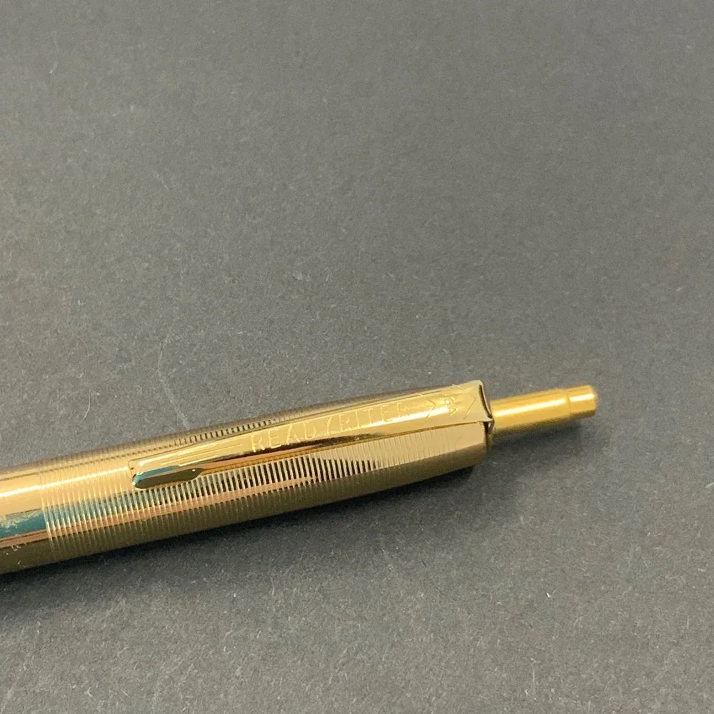 Vintage Ready-Riter Gold Tone Ballpoint Pen Douglas Corporation Advertising USA